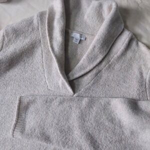 J. Jill Shawl Collar Pullover Sweater Oatmeal Heather Cotton Blend Small Petite